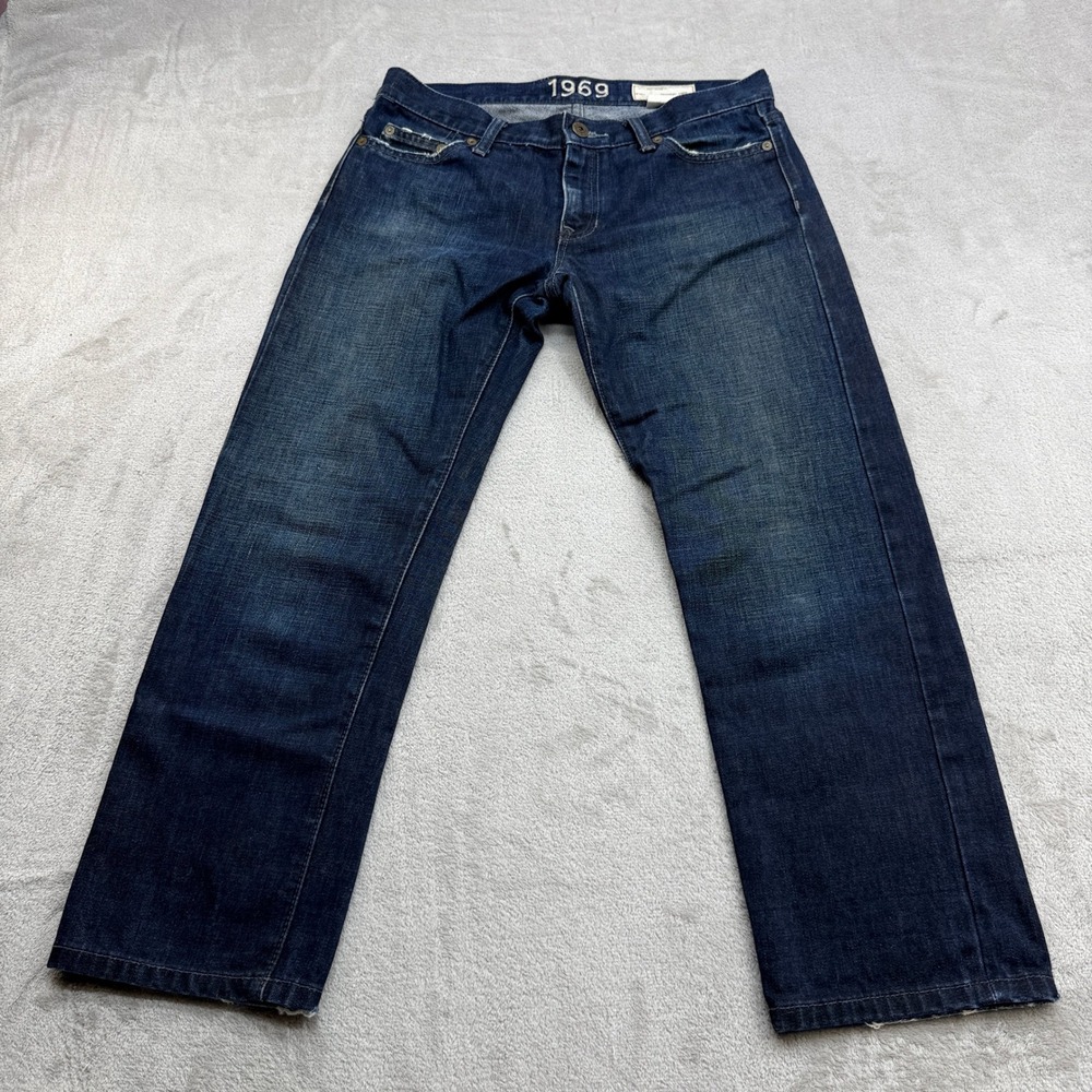 VTG Gap Selvedge Straight Jeans Women 4R 1969 Original Dark Wash Y2K Raw Denim